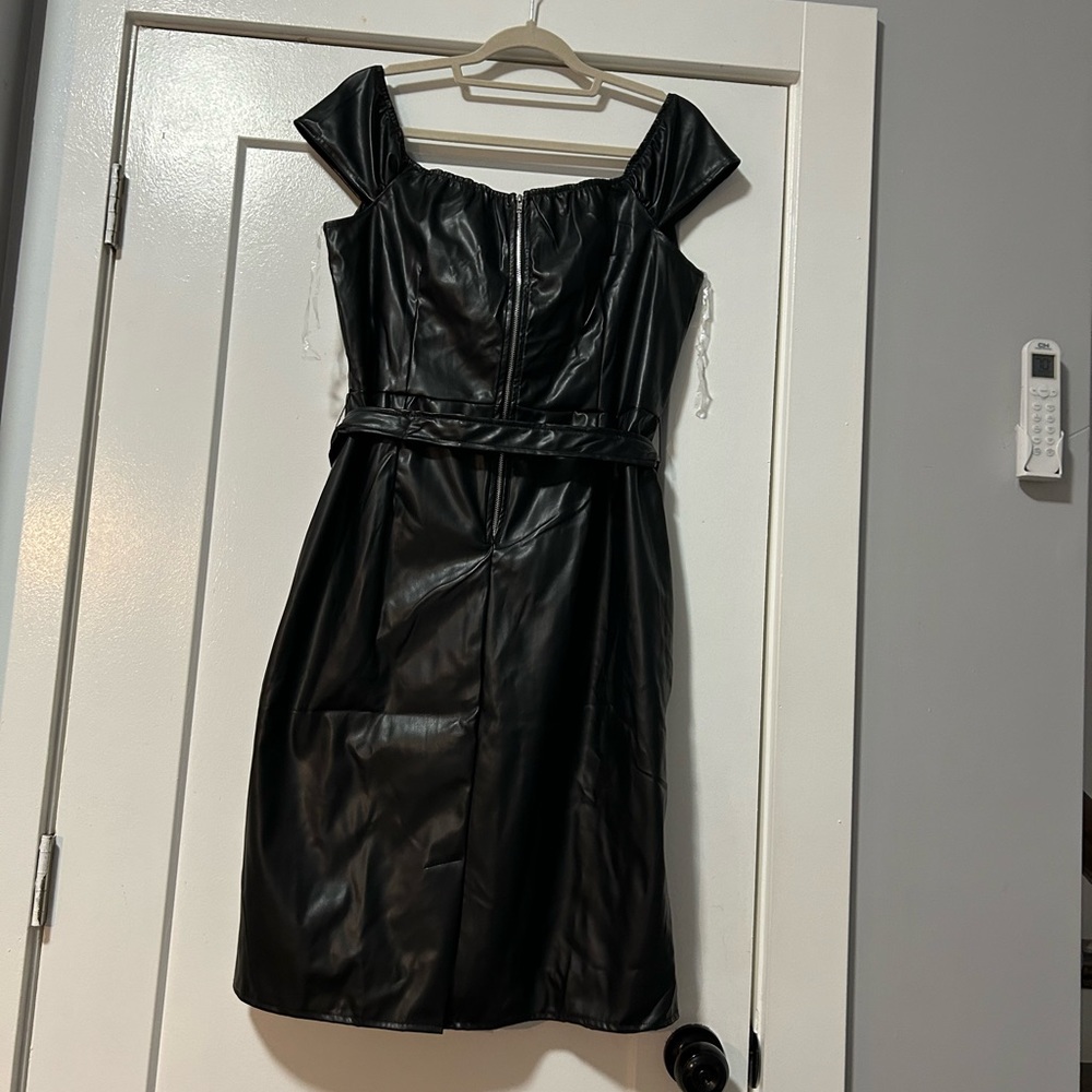 Black Faux leather dress.
